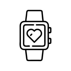 smartwatch with heart on transparent background for web and graphic design