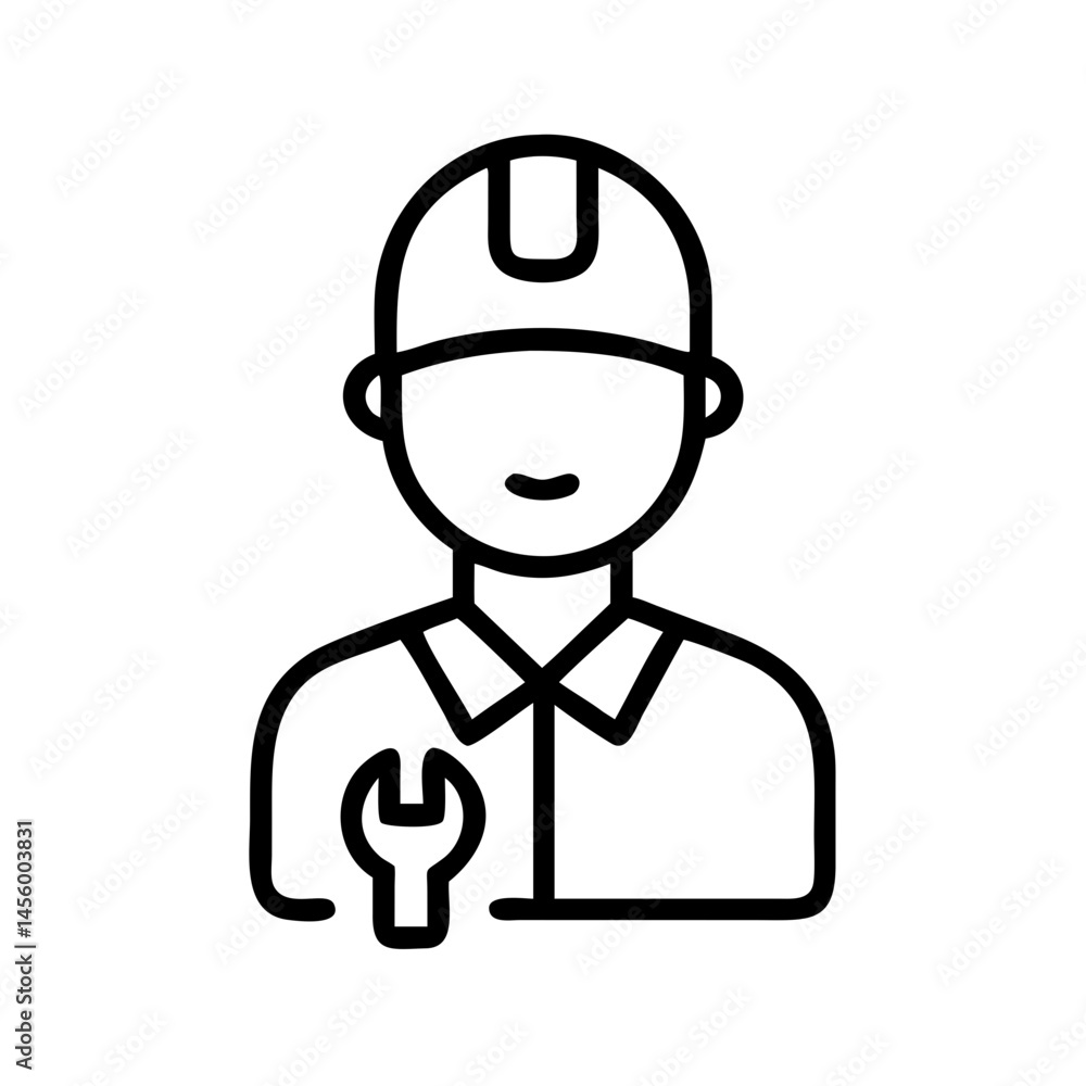 Poster technician with wrench badge on transparent background for web and graphic design