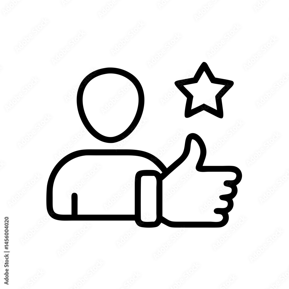 Poster user with thumbs up user satisfaction on transparent background for web and graphic design