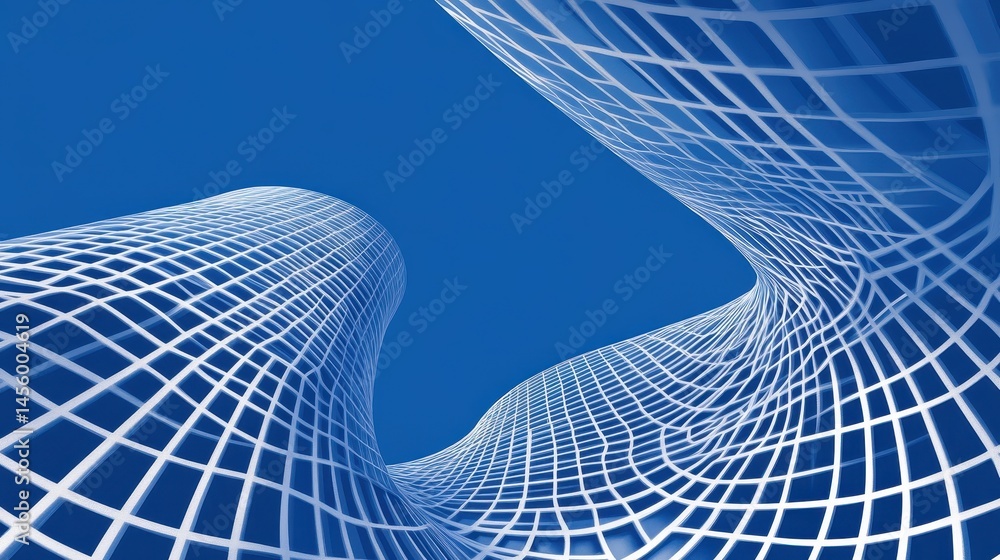Poster abstract blue wave grid network graphic backdrop connection technology background internet design co