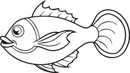 anglerfish outline vector illustration line art coloring book page