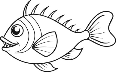 anglerfish outline vector illustration line art coloring book page