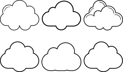 Set of Cloud icons vector illustration line art