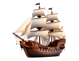 Magnificent Wooden Galleon Ship Sailing on Calm Seas