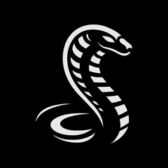 Cobra Silhouette Vector with Venomous Snake Predator Dangerous Wildlife Reptile Jungle Serpent Fangs Attack Dark Elegant Shadow Mysterious Illustration Wild Animal Tropical Exotic Art