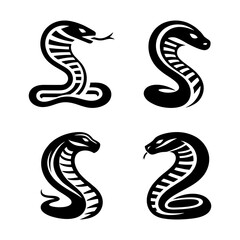 Wild Cobra Silhouette Illustration Featuring Venomous Snake Predator Jungle Reptile Animal Dangerous Wild Exotic Wildlife Movement Aggressive Coldblooded Serpent Shadow Deadly Art Vector