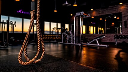 High-intensity workout with athletic training equipment gym photo indoor close-up fitness concept