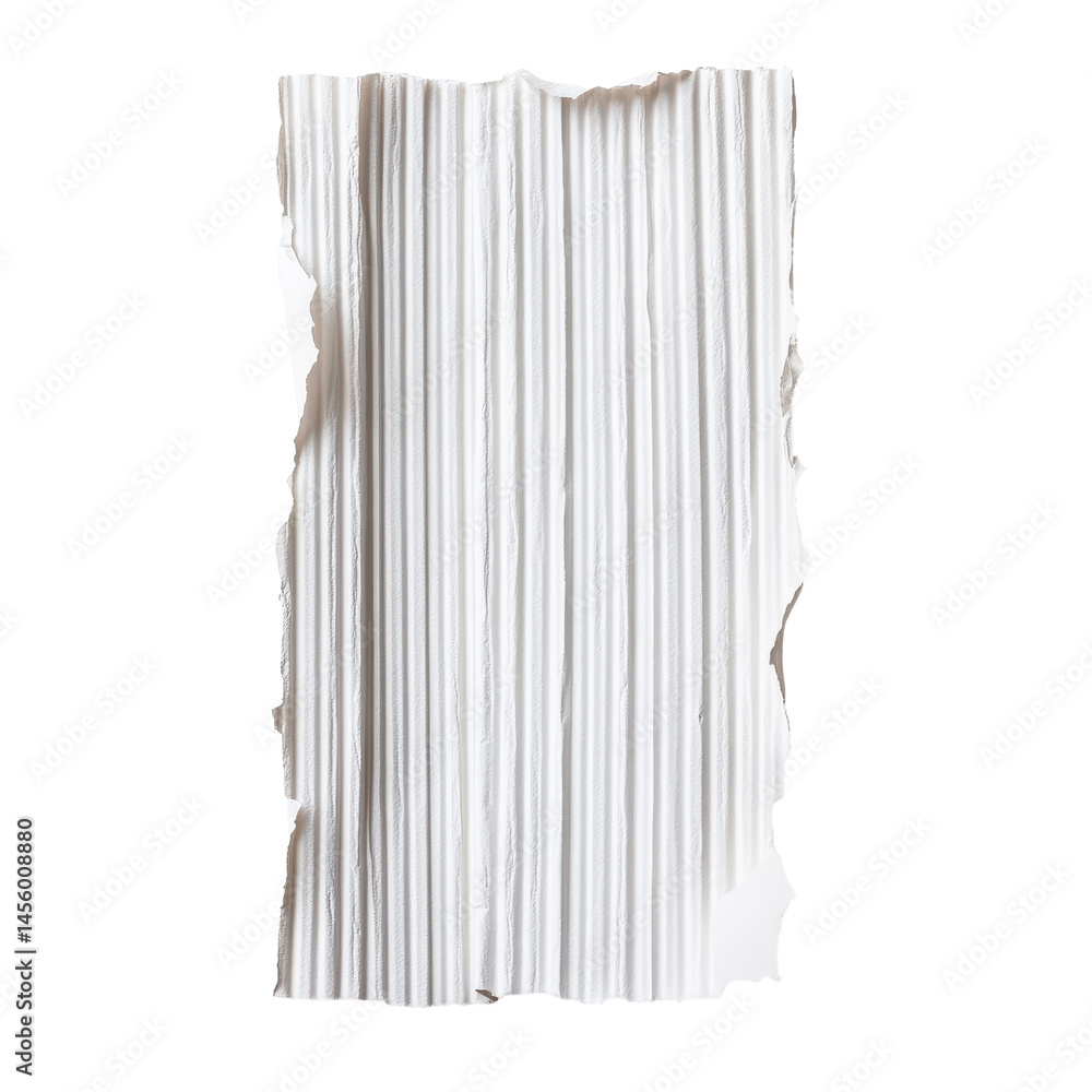 Poster texture of torn white paper with vertical lines displayed in a minimalist style, emphasizing simplic