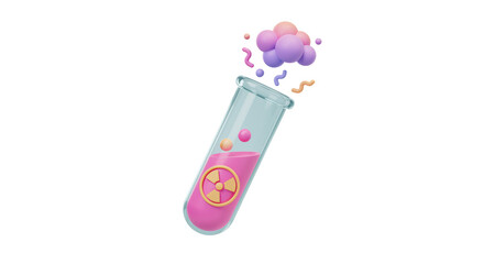 Isolated Radioactive Test Tube with Bubbles