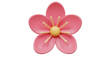 Isolated Pink Flower with Yellow Center