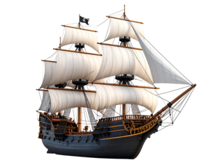 Majestic Pirate Galleon Ship Sailing the Open Sea