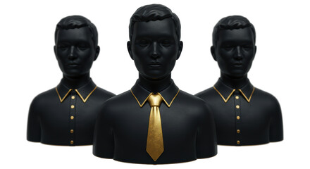 Naklejka premium Isolated Three Stylish Busts with Gold Ties