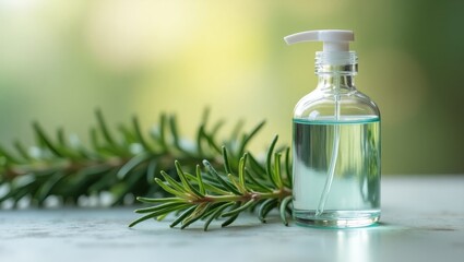 Rosemary Water. Body hygiene kit Insect repellent oil Hand soap table