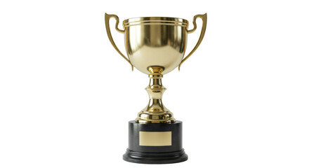 Isolated Golden Trophy Award on Marble Base