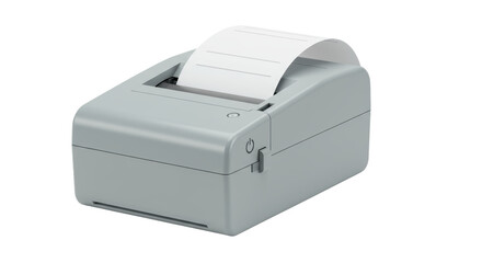 Isolated Thermal Receipt Printer with Paper Roll and Power Button