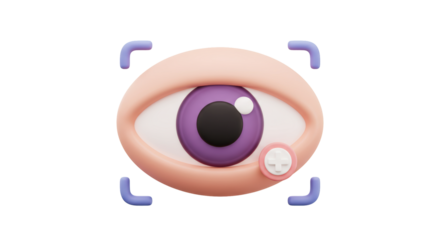 Isolated Cartoon Eye with Scanning Focus Target and Futuristic UI Elements