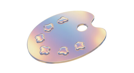 Isolated Iridescent Artist's Palette with Water Droplets