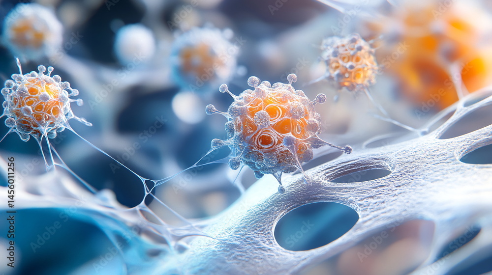 Aufkleber abstract cell structure with interconnected porous network, simulating biological organism texture o