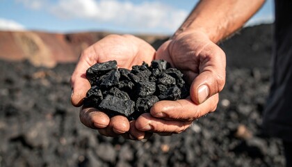 Hands Holding Volcanic Rock Close Up Dark Grey Lava Stones Outdoors