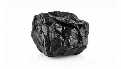 Luminous Black Coal Lump Isolated on White Background Perfect for Energy Industry Resources
