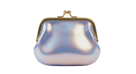 Isolated Pearl Colored Coin Purse with Gold Clasp