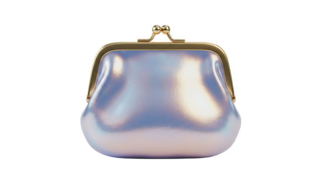 Isolated Pearl Colored Coin Purse with Gold Clasp