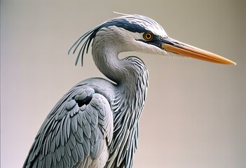 Elegant Heron statue, isolated on white.