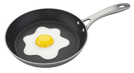 Isolated Fried Egg in Pan