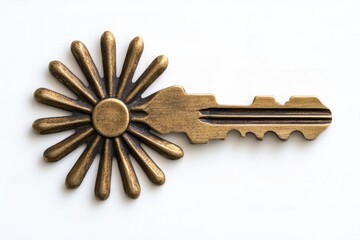 An antiquated brass daisy-shaped key symbolizes whimsical unlocks, invoking Steampunk dreams and the obscure celebration of Weird Key Week