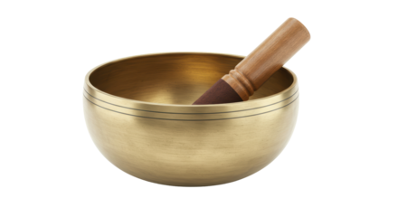 Isolated Tibetan Singing Bowl with Mallet