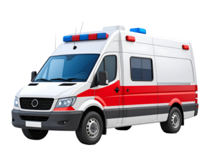 Modern Emergency Medical Service Van, Red and White