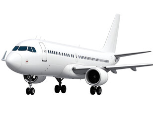Obraz premium Modern White Airplane Ready for Takeoff, Isolated on White Background