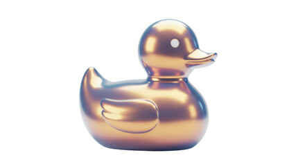 Isolated Shiny Golden Rubber Duck Toy