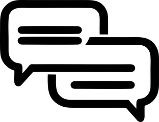 Two overlapping text bubbles with lines