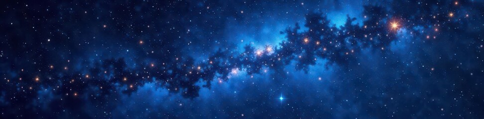 Obraz premium Deep blue canvas speckled with golden stars, cosmic dust , winter, cosmic dust, dreamy