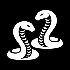 Fototapeta premium Deadly Cobra Silhouette Venomous Snake Reptile Predator Illustration Emblem of Wild Jungle Dangerous Wildlife Striking Kingcobra Exotic Animal Artwork Mascot Vector Template for Graphic Design