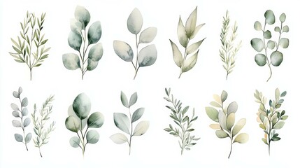 Naklejka premium Watercolor Wildflower and Herb Collection Botanical Illustrations for Garden and Forest Designs (Isolated Elements)