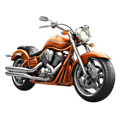 Custom orange motorcycle parked on a quiet street in the late afternoon light