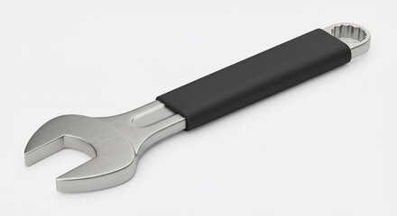 Wrench with Black Grip on White Background for Repairing