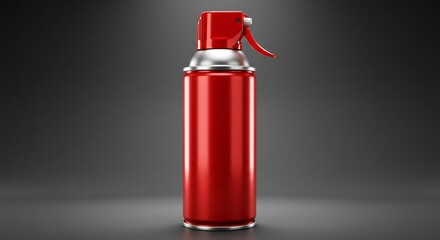 Red Spray Can Isolated on Grey Background