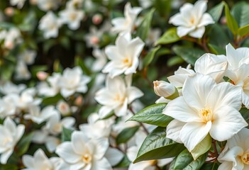 Obraz premium Presenting Gardenias in a white garden.