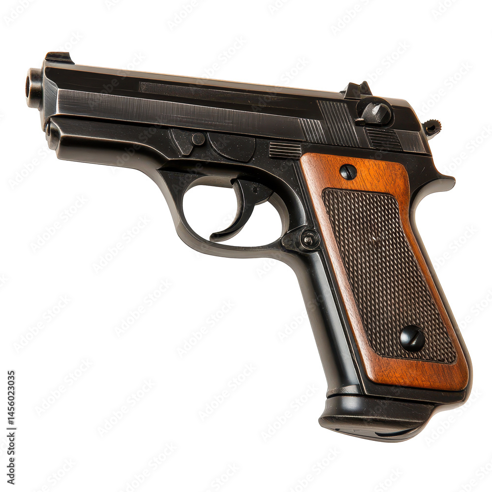 Poster classic handgun displayed on a neutral background showcasing its craftsmanship and design elements