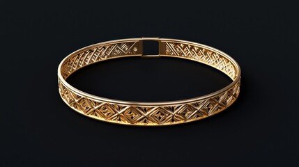 A gold bracelet with a diamond pattern.