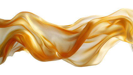 Golden yellow translucent wave fabric with soft folds, airy and luminous texture in motion. Generative AI