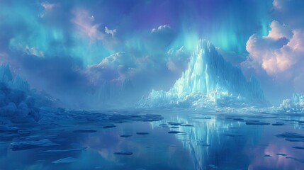 Floating Ice Temple Beneath Summer Aurora