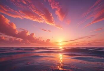 Fototapeta premium Abstract vibrant sky, sunset's swirling colors create an enchanting, dreamy horizon , scene, texture