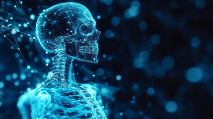 3d digital representation of a human skeleton structure.