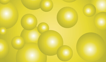Colorful Floating Soft Balls Background. Yellow pearls flew in the sky. Abstract trendy stylish wallpaper background. 3D illustration. Yellow background yellow flying ball vector pattern.