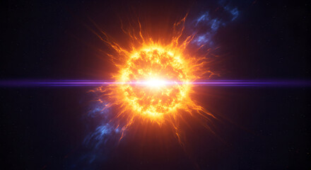 Fototapeta premium Radiant Celestial Orb A Fiery Cosmic Sphere in the Vastness of Space