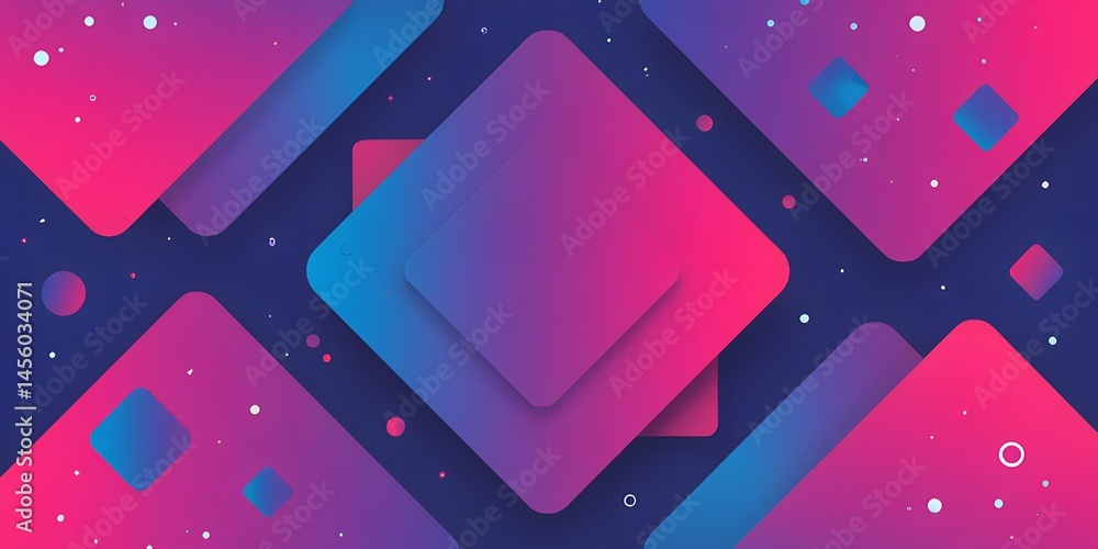Poster vibrant geometric shapes in dynamic colors create a mesmerizing visual experience in a digital world